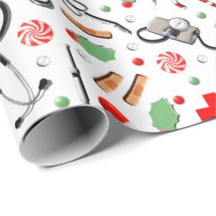 Doctor or Nurse Christmas Holiday Gift Wrapping Pa Paper