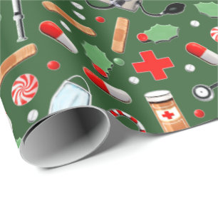 Doctor or Nurse Christmas Holiday Gift Wrapping Paper