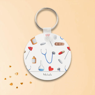 Doctor or Nurse Medical Equipment Personalised  Key Ring