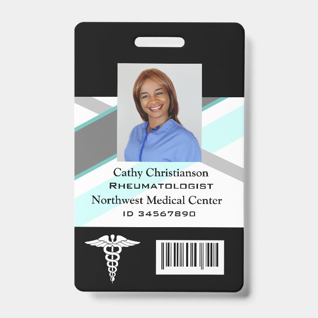Doctor or nurse Name Badge Scanner Code ID Badge (Front)