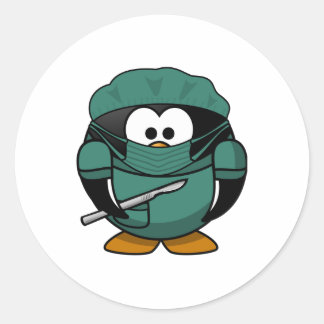 Doctor Penguin Classic Round Sticker