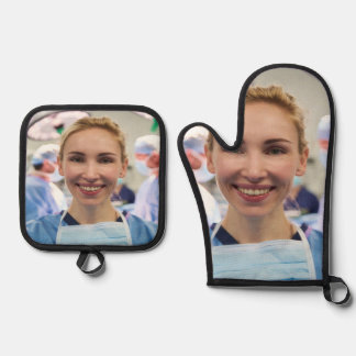 Doctor Photo Customize Personalize Oven Mitt & Pot Holder Set