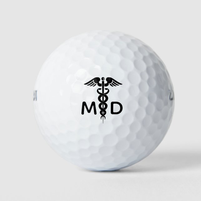 Doctor Physician Caduceus MD Custom Golf Balls (Front)