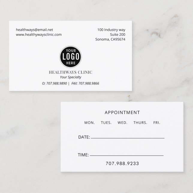 Doctor Physician Logo Appointment Reminder And  Business Card (Front/Back)