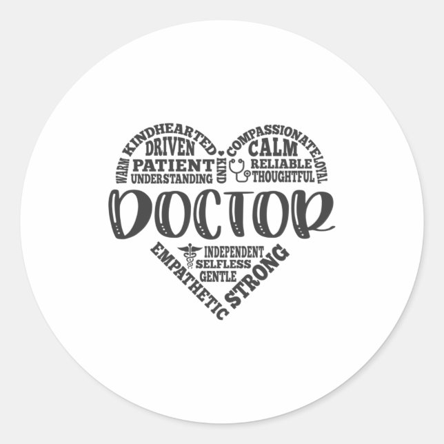 Doctor, Physician, MD, PCP heart Classic Round Sticker (Front)