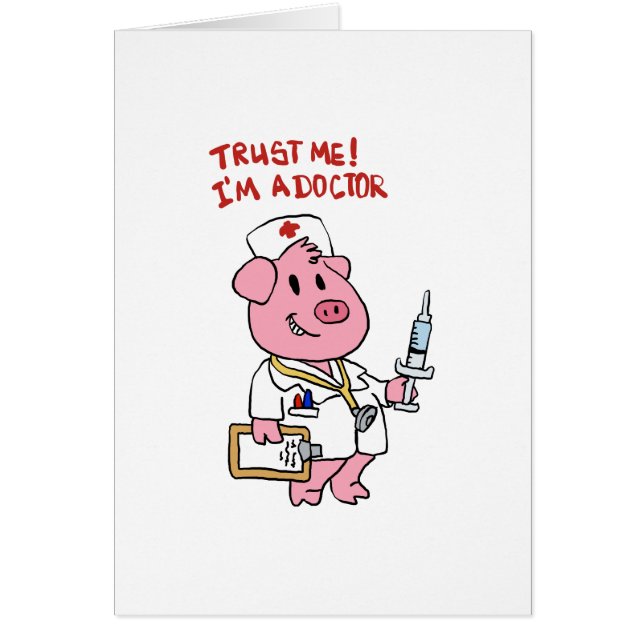 Doctor pig with syringe in hand | choose back colo (Front)