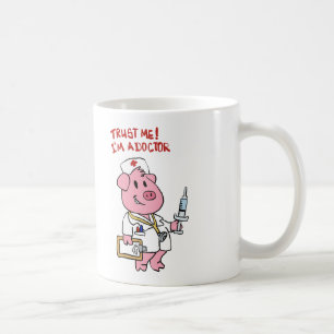 Doctor pig with syringe in hand   choose back colo coffee mug