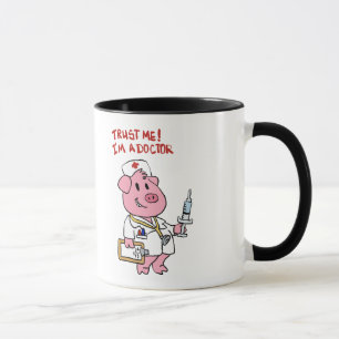 Doctor pig with syringe in hand   choose back colo mug
