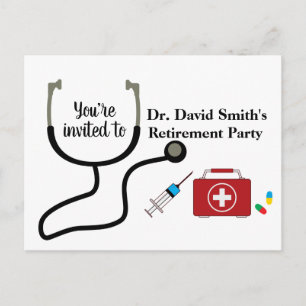 Doctor retirement invitation postcard