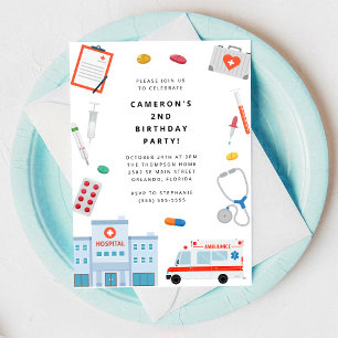 Doctor Scrubs Birthday Party Invitation