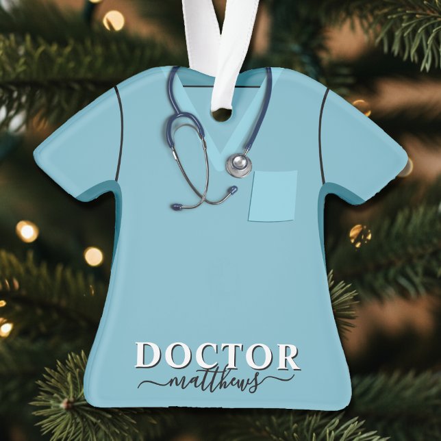 Doctor Scrubs Stethoscope Blue Shirt Christmas Ornament (Doctor Scrubs Stethoscope Blue Shirt Christmas Ornament
)