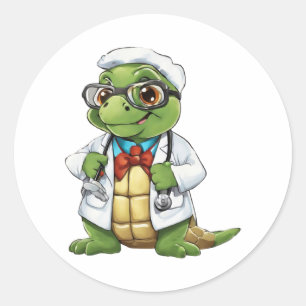 Doctor Sea Turtle Cute Nurse Tortoise Hospital RN Classic Round Sticker