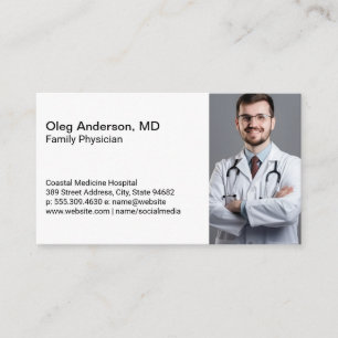 Doctor Smiling in Lab Coat Business Card