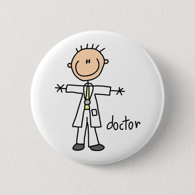 Doctor Stick Figure 6 Cm Round Badge (Front)