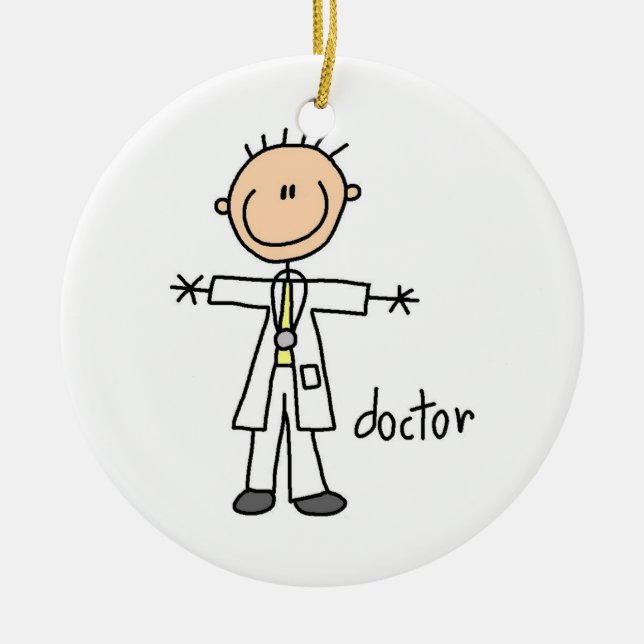 Doctor Stick Figure Ceramic Ornament (Front)