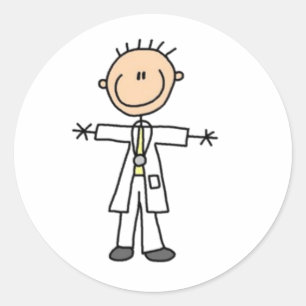 Doctor Stick Figure Classic Round Sticker