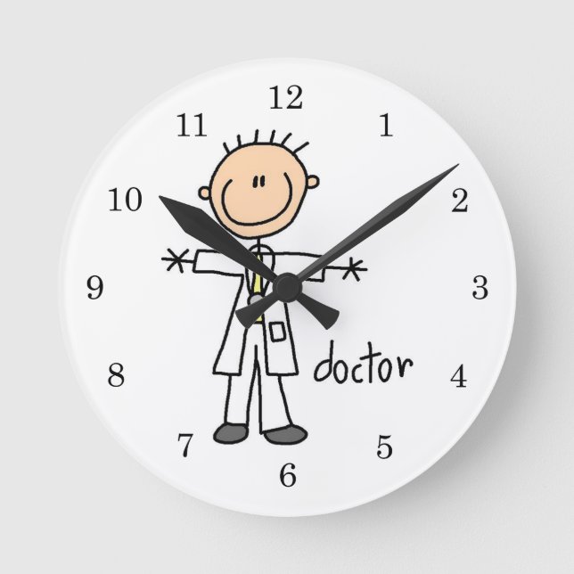 Doctor Stick Figure Round Clock (Front)