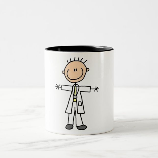 Doctor Stick Figure Two-Tone Coffee Mug (Center)