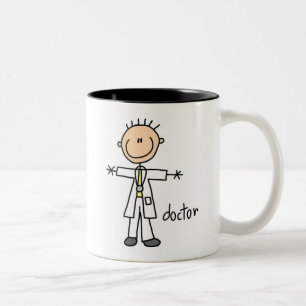 Doctor Stick Figure Two-Tone Coffee Mug