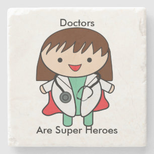 Doctor Super Hero Kawaii Female Personalise Stone Coaster