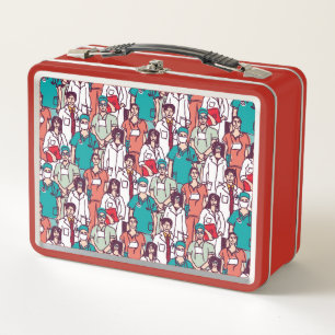 Doctor & Surgeon Pattern Metal Lunch Box