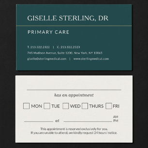 Doctor Teal Green Office Appointment Reminder Card