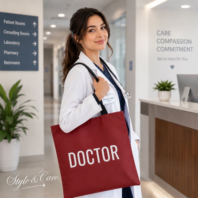 DOCTOR Text Statement Customisable White Tote Bag (DOCTOR Text Statement Customizable White Tote Bag)