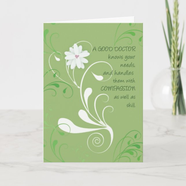 Doctor Thank You, Green Swirls Thank You Card (Front)