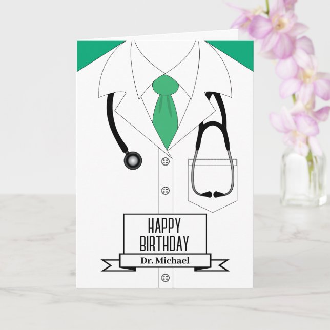 Doctor Uniform Happy Birthday Card (Orchid)