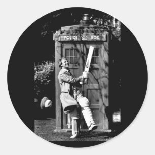 Doctor Who Peter Davison Cricket Tardis 1981 Tank Classic Round Sticker