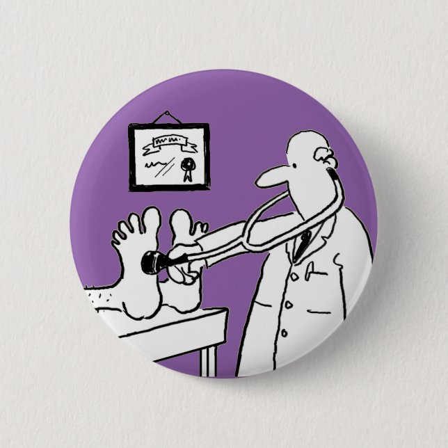 Doctor with Stethoscope Checking Feet 6 Cm Round Badge (Front)