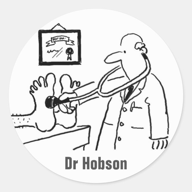 Doctor with Stethoscope Checking Feet Classic Round Sticker (Front)