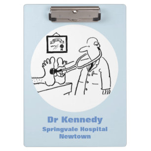 Doctor with Stethoscope Checking Feet Clipboard