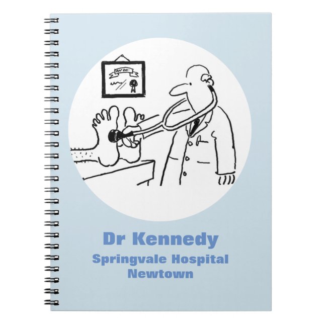 Doctor with Stethoscope Checking Feet Notebook (Front)