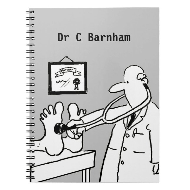 Doctor with Stethoscope Checking Feet Notebook (Front)