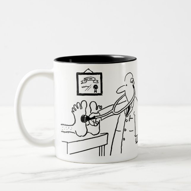 Doctor with Stethoscope Checking Feet Two-Tone Coffee Mug (Left)