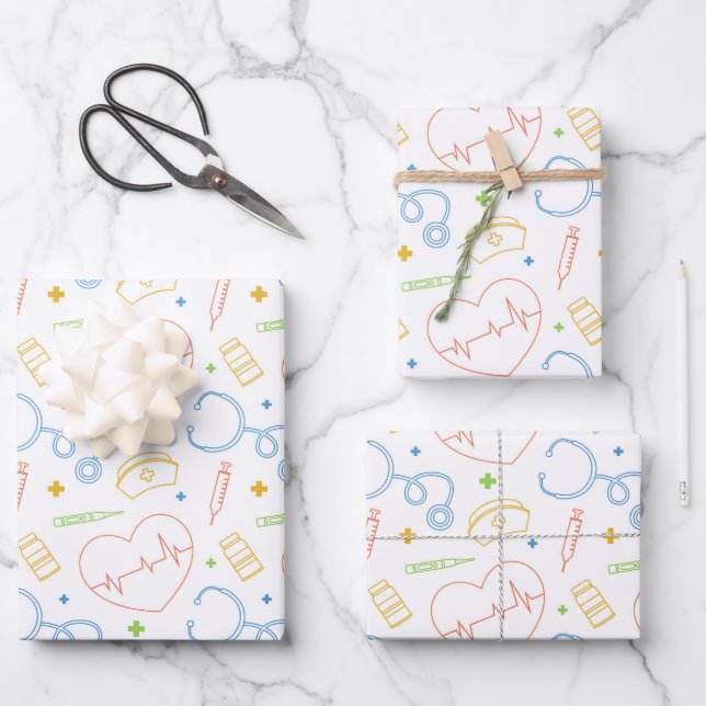 Doctor Wrapping Paper, Nurse Gift Wrap (Front)