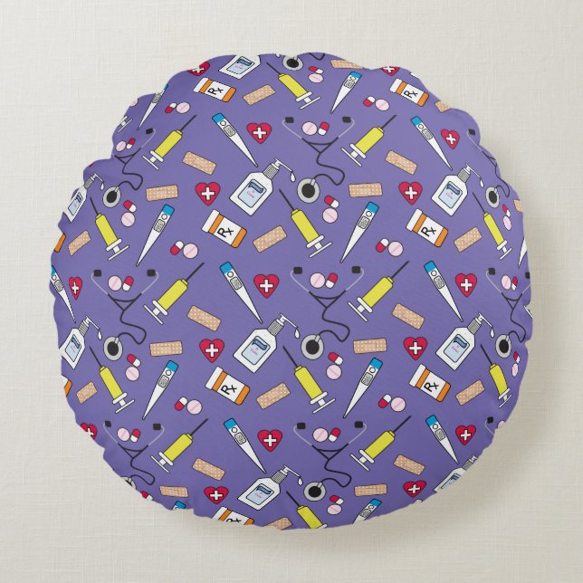 Doctor's and Nurse's Supplies Cute Round Cushion (Front)