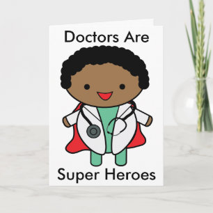 Doctors Are Super Heroes Black Personalise Thank You Card