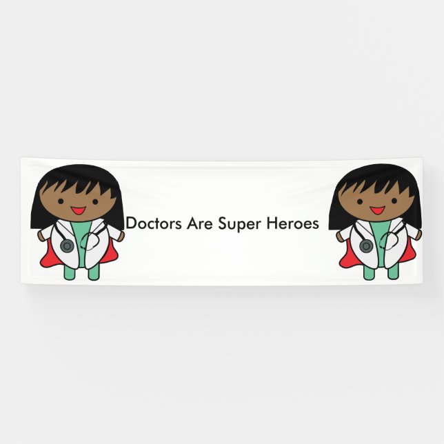 Doctors Are Super Heroes Black Woman Personalise  Banner (Horizontal)