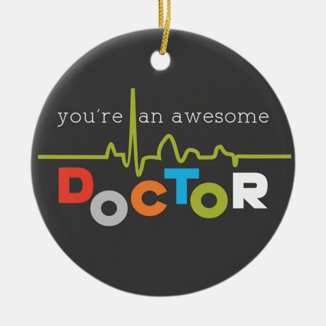 Doctors' Day Awesome Doctor Colourful on Black Ceramic Ornament (Front)