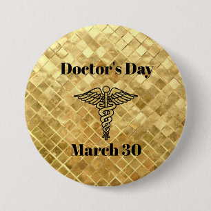 Doctors' Day Golden Button with Caduceus