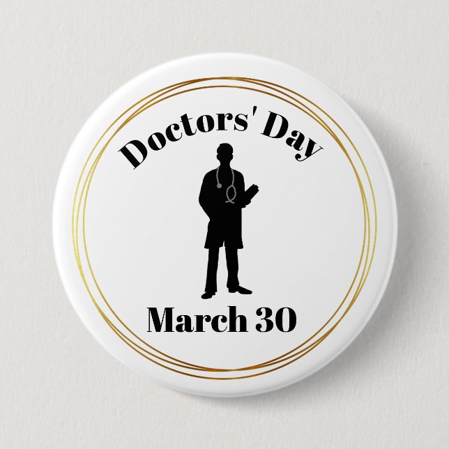 Doctor's Day Male Doctor Silhouette Button (Front)