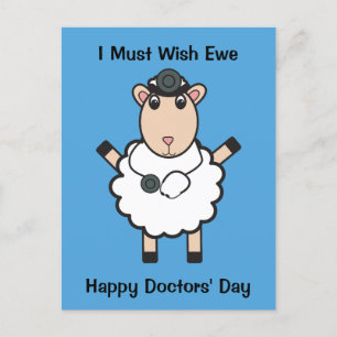 Doctors Day Sheep Wish Ewe Funny Personalise Postcard