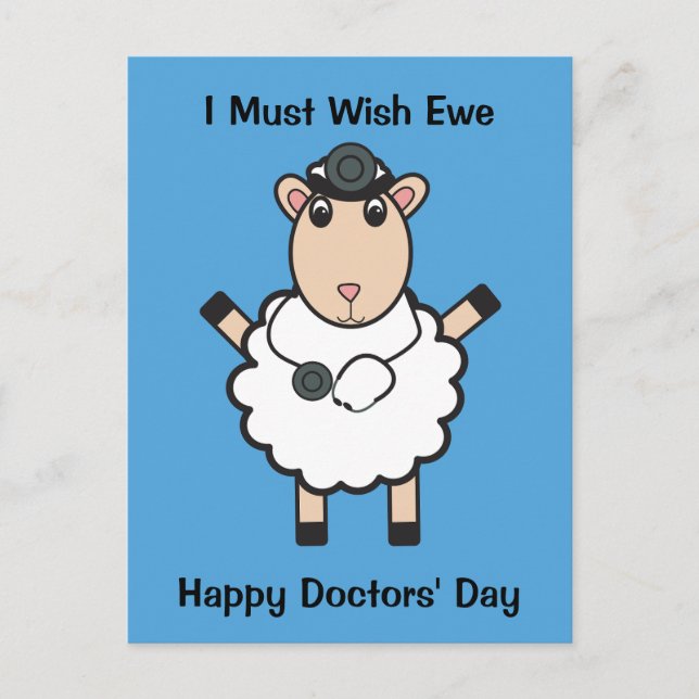 Doctors Day Sheep Wish Ewe Funny Personalise Postcard (Front)