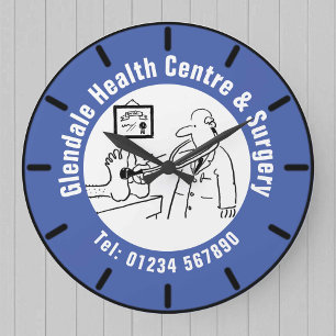 Doctor's Health Centre Cartoon. Large Clock