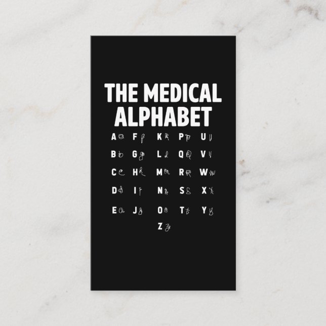 Doctors Medical Alphabet Funny Nurse Life Business Card (Front)