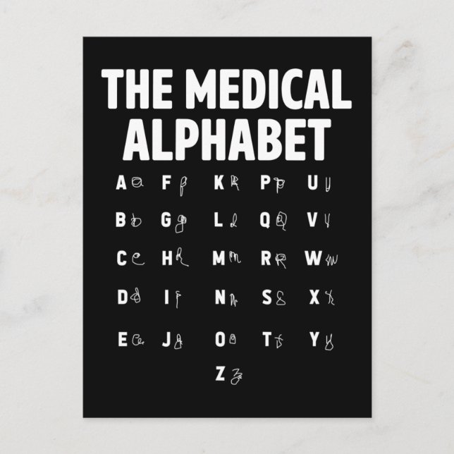 Doctors Medical Alphabet Funny Nurse Life Postcard (Front)