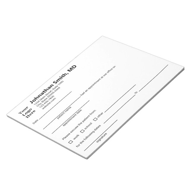 Doctor's Medical Excuse Note for Patient Template (Angled)