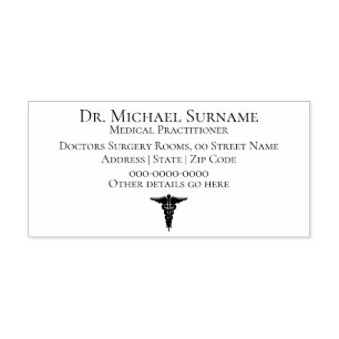 Doctors Medical Professionals DIY caduceus Self-inking Stamp